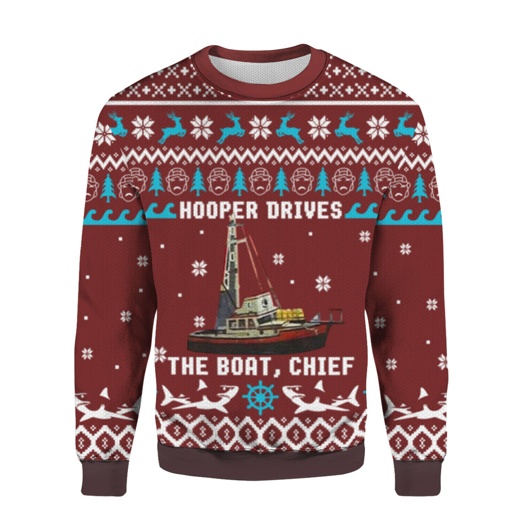 Hooper drives the boat chief 3D Christmas Sweater - Holiday Gift product image