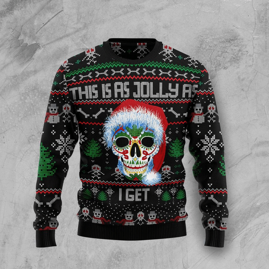Skull this is as jolly as i get 3D Christmas Sweater - Holiday Gift product image
