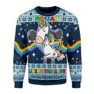 Unicorn squat like no tomorrow 3D Christmas Sweater - Holiday Gift product image
