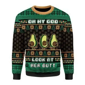 Avocado Oh my god look at her 3D Christmas Sweater - Holiday Gift product image