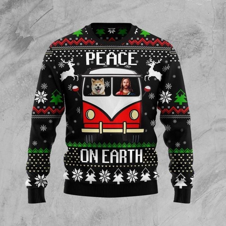 Shiba peace on earth 3D Christmas Sweater - Holiday Gift product image 2