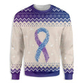 Purple – Blue Ribbon Rheumatoid Arthritis Awareness 3D Sweater - Gift Idea product image