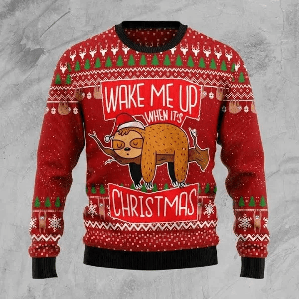 Sloth candy cane 3D Christmas Sweater - Holiday Gift product image 5