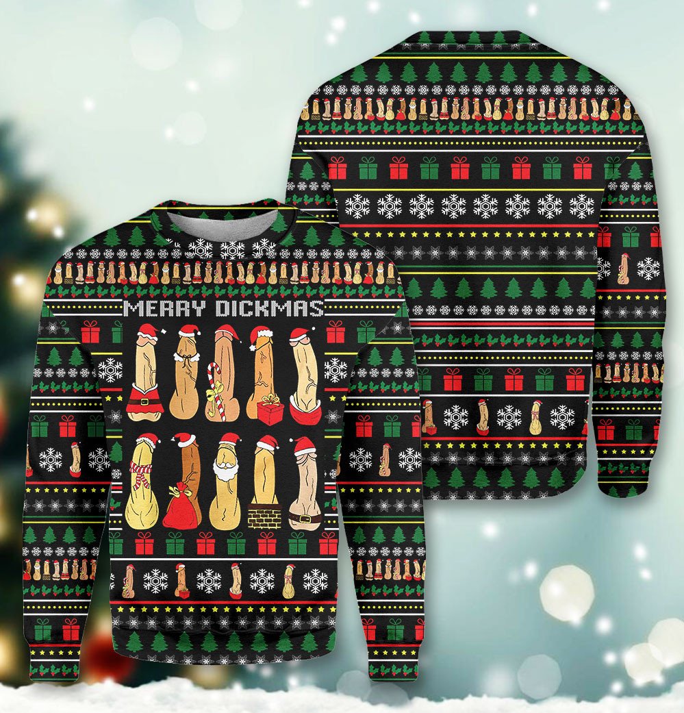 Naughty merry dickmas 3D Christmas Sweater - Holiday Gift product image 2