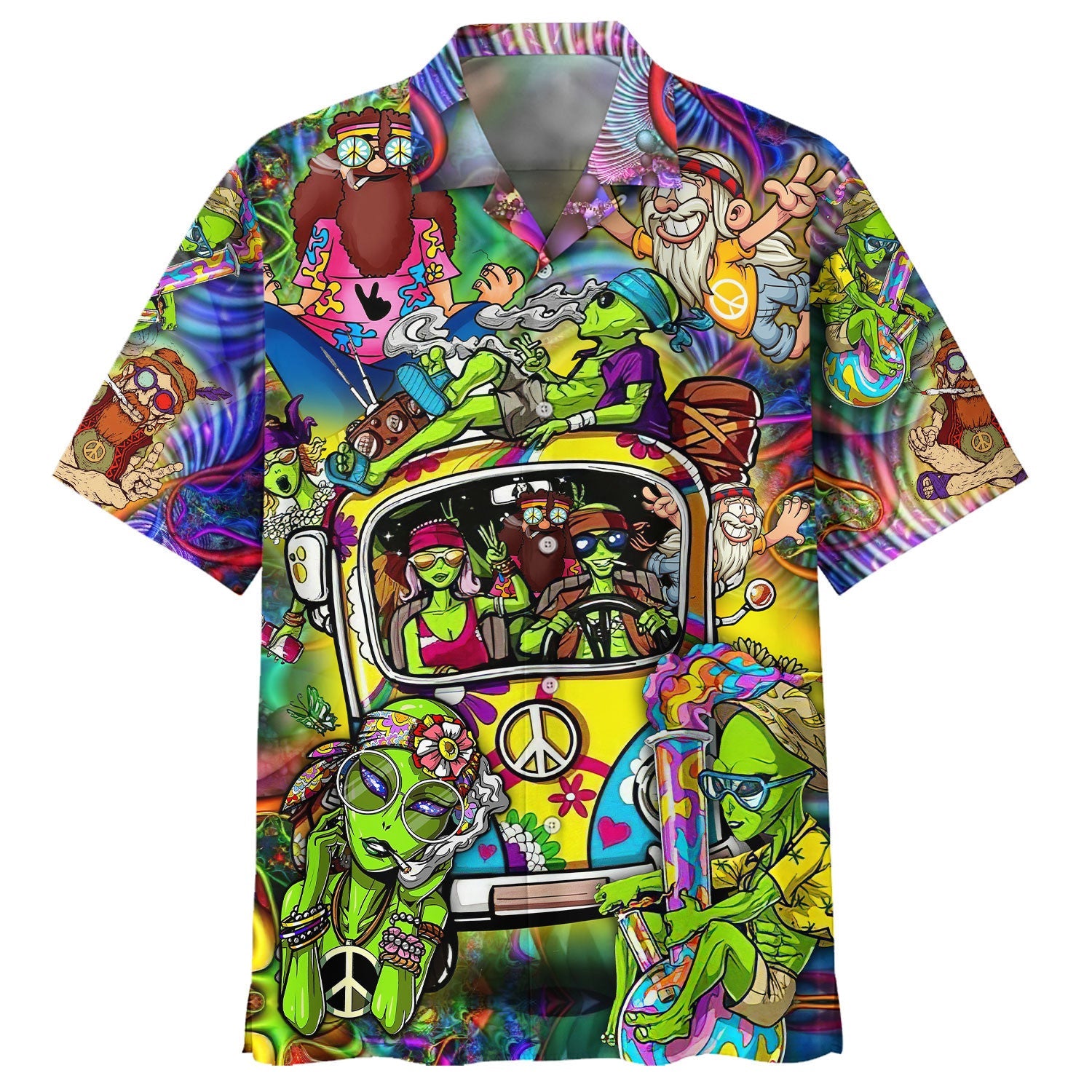 Hippie Hawaiian Vintage 70s Peace Love Summer Style - Adult & Kids T-Shirts, Sweatshirts & Hoodies apparel design preview 1