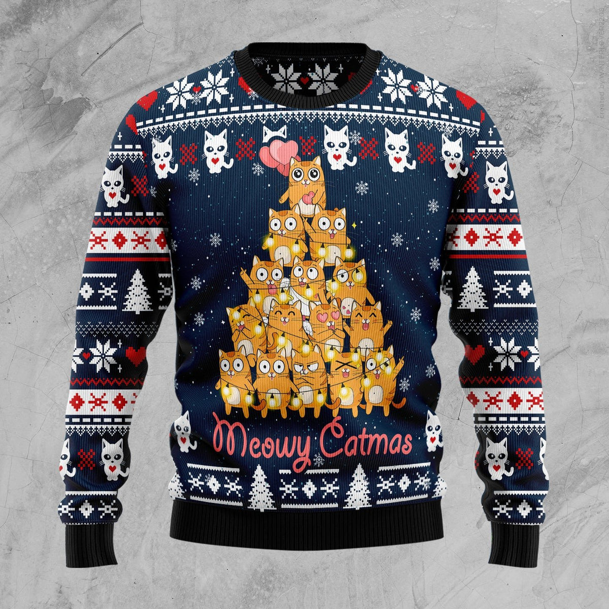Meowy catmas Christmas tree 3D Christmas Sweater - Holiday Gift product image