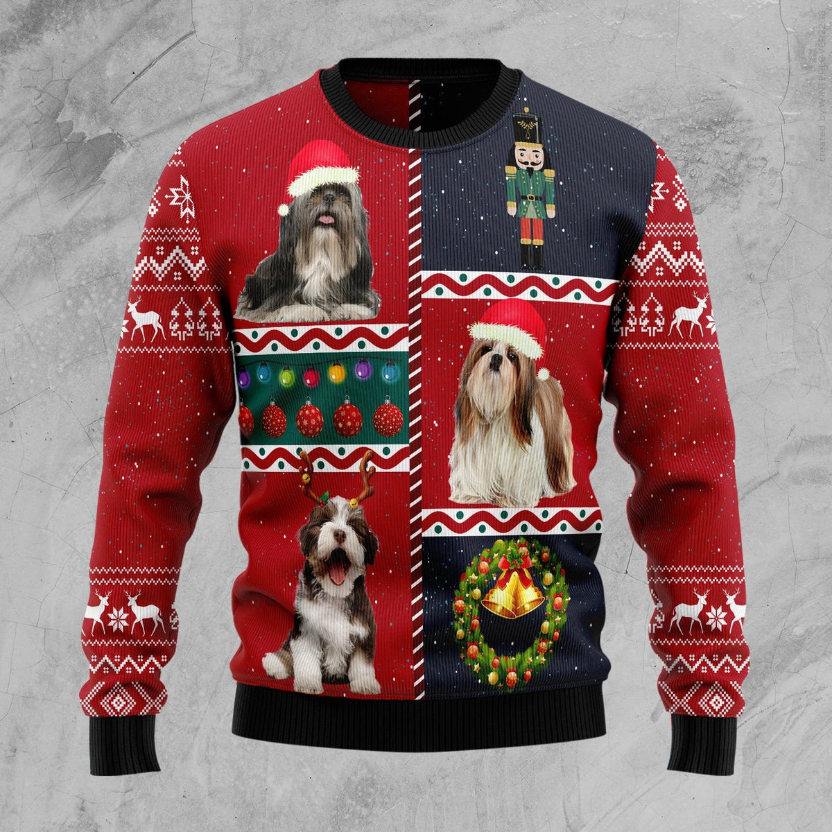Shih Tzu vintage 3D Christmas Sweater - Holiday Gift product image