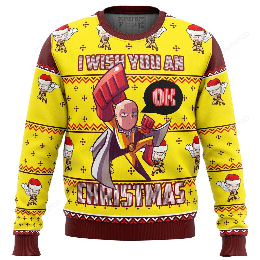 Saitama i wish you an ok 3D Christmas Sweater - Holiday Gift product image