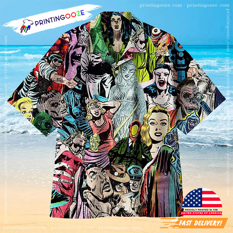 1950's Horror Comics Collage Hawaiian - Adult & Kids T-Shirts, Sweatshirts & Hoodies apparel design preview 1