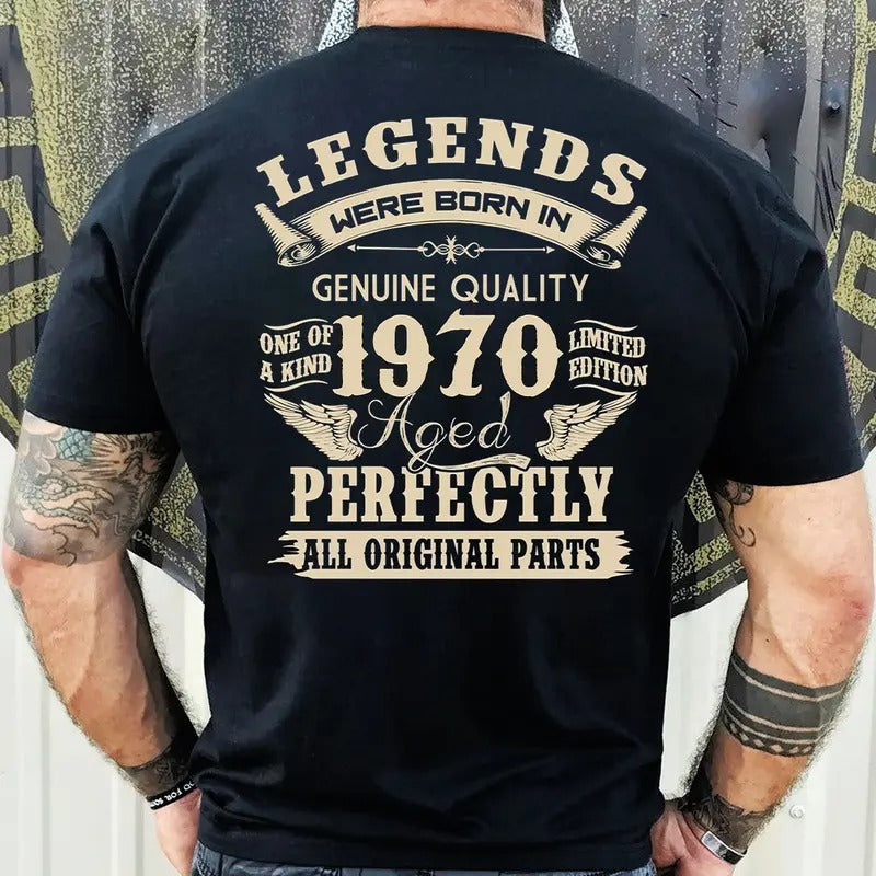 1970 Vintage Legends Were Born '70 Dad'S 54th Cotton - Adult & Kids T-Shirts, Sweatshirts & Hoodies apparel design preview 1