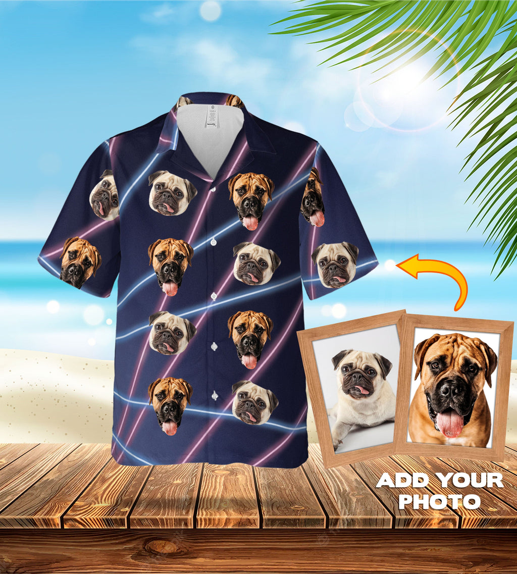 Custom Hawaiian (1980's Lazer Portrait: 1-4 Pets) - Adult & Kids T-Shirts, Sweatshirts & Hoodies apparel design preview 1