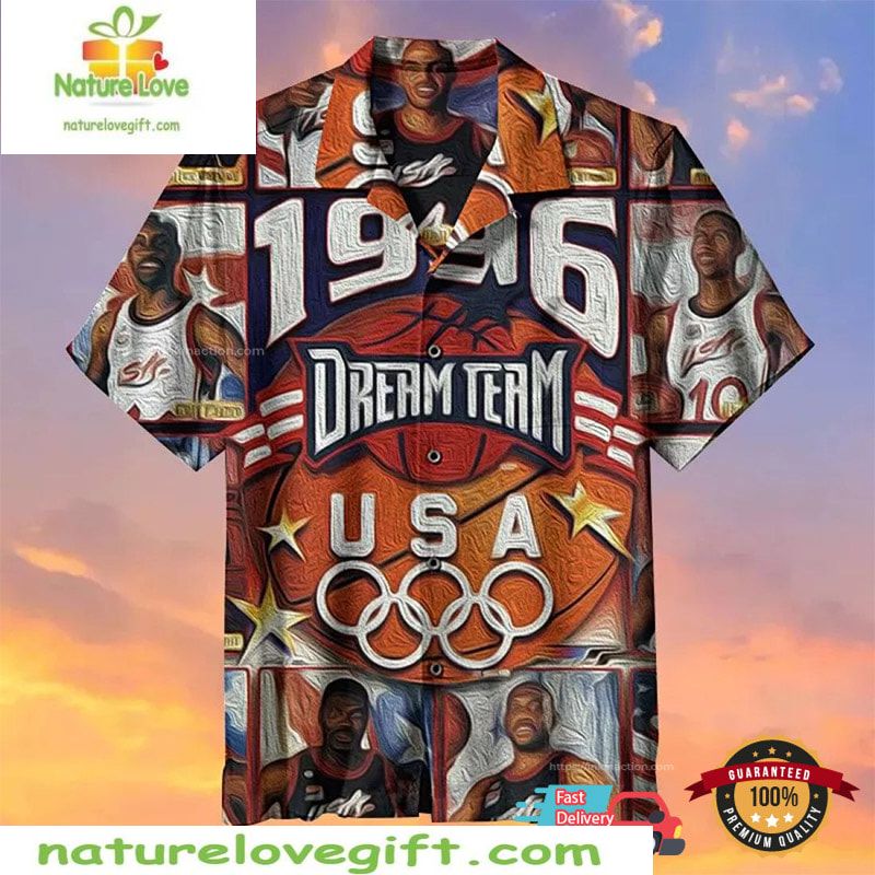 NBA Dream Team 1996 Hawaiian USA Basketball Lover - Adult & Kids T-Shirts, Sweatshirts & Hoodies apparel design preview 1