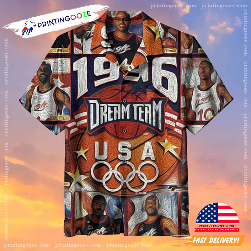 1996 American NBA Dream Team Hawaiian - Adult & Kids T-Shirts, Sweatshirts & Hoodies apparel design preview 1