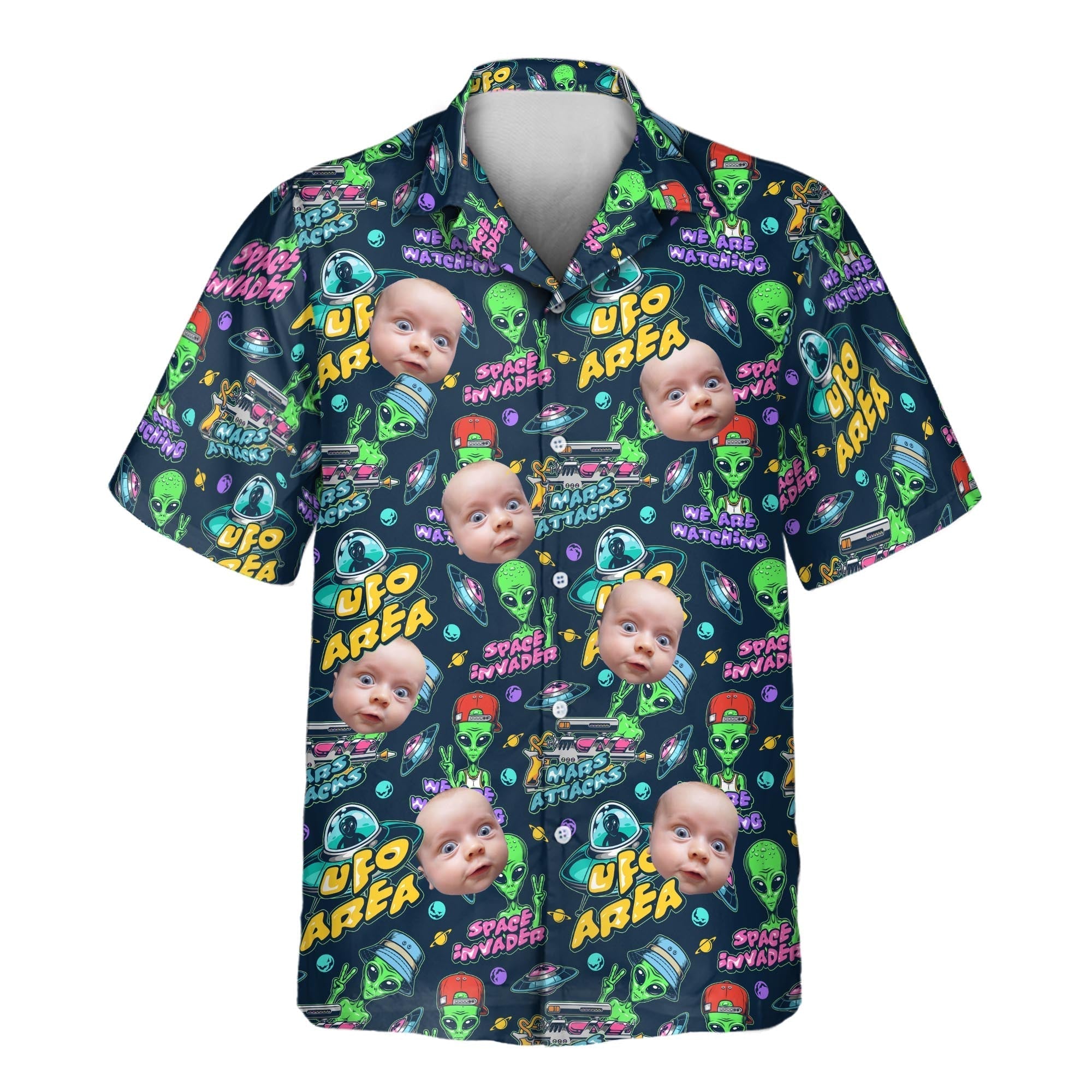 Alien Invasion Aloha Custom Hawaiian with Faces or - Adult & Kids T-Shirts, Sweatshirts & Hoodies apparel design preview 1