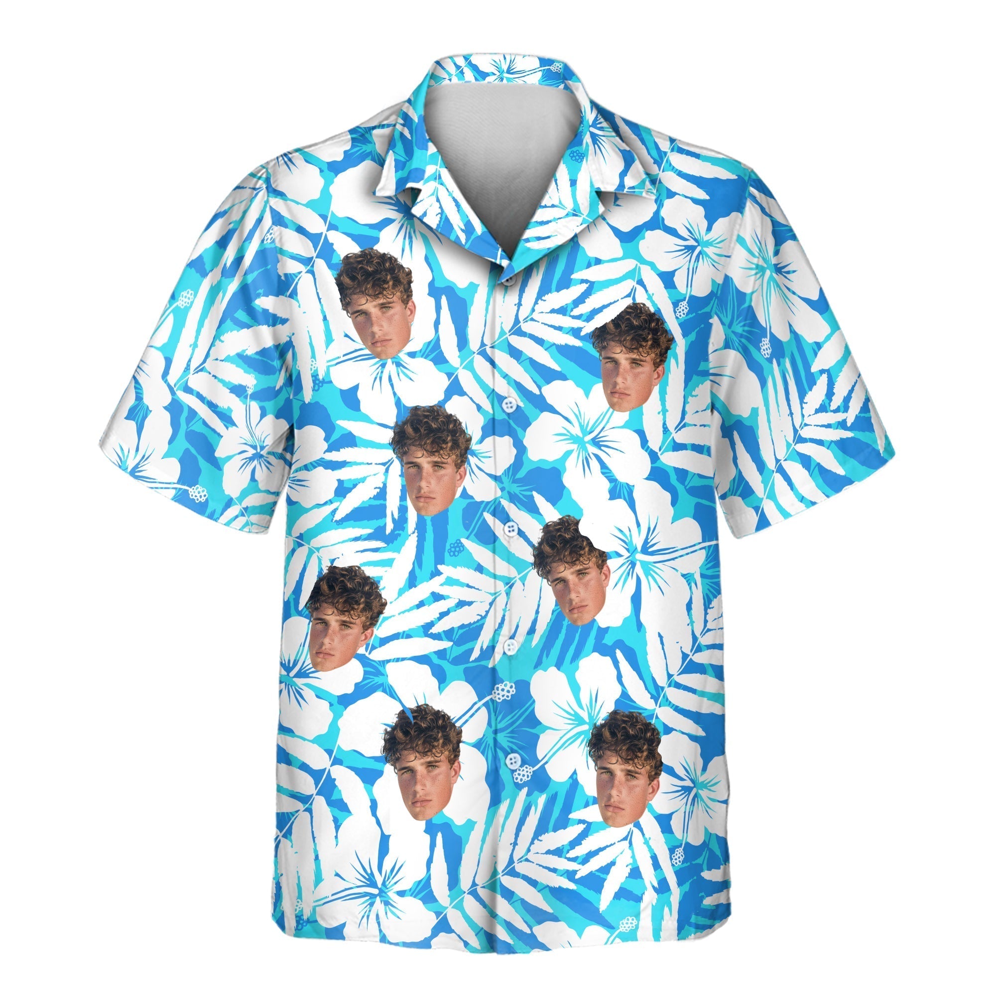 Blue Hibiscus Breeze Aloha Custom Hawaiian with Faces - Adult & Kids T-Shirts, Sweatshirts & Hoodies apparel design preview 1