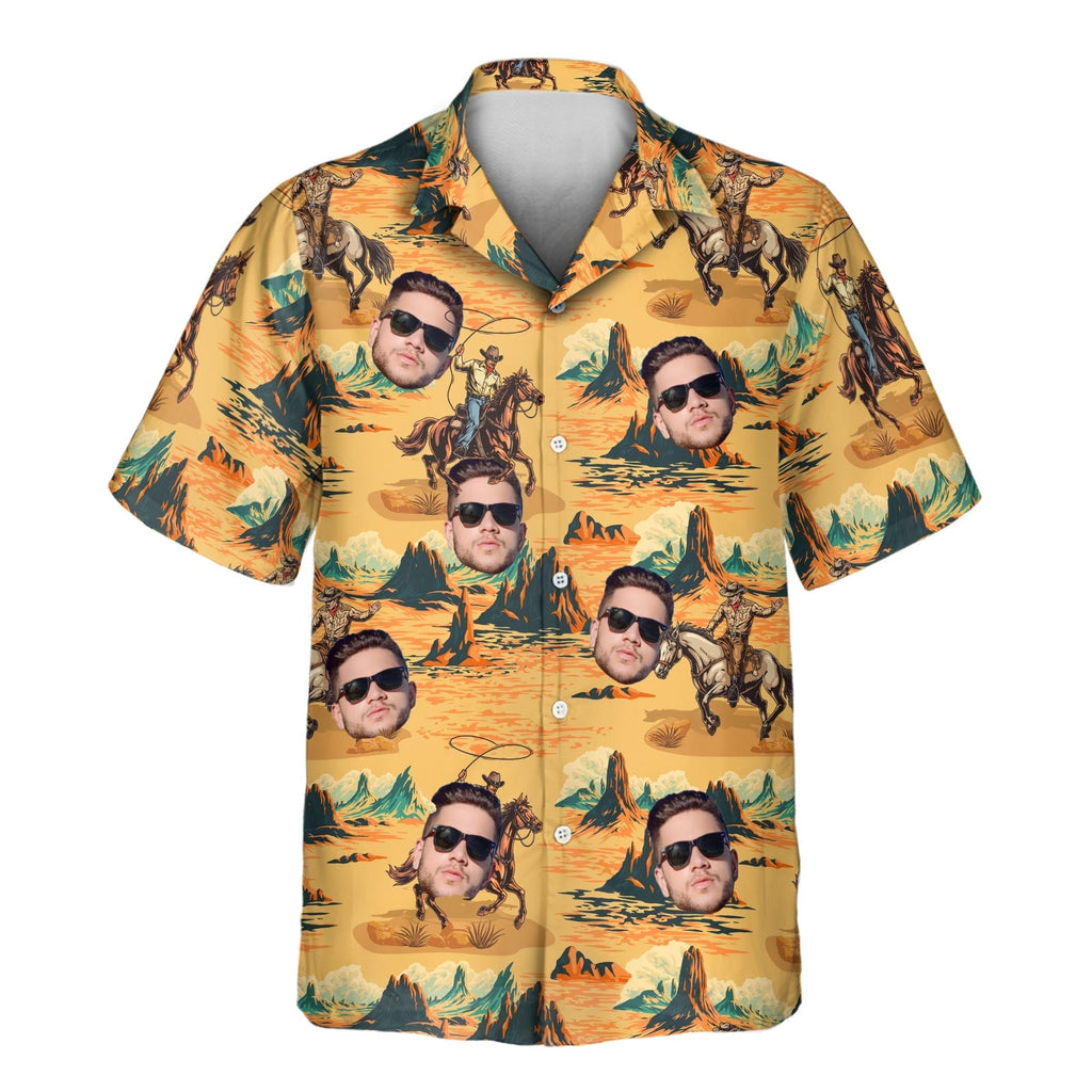 Retro Cowboy Rider Aloha Custom Hawaiian with Faces - Adult & Kids T-Shirts, Sweatshirts & Hoodies apparel design preview 1