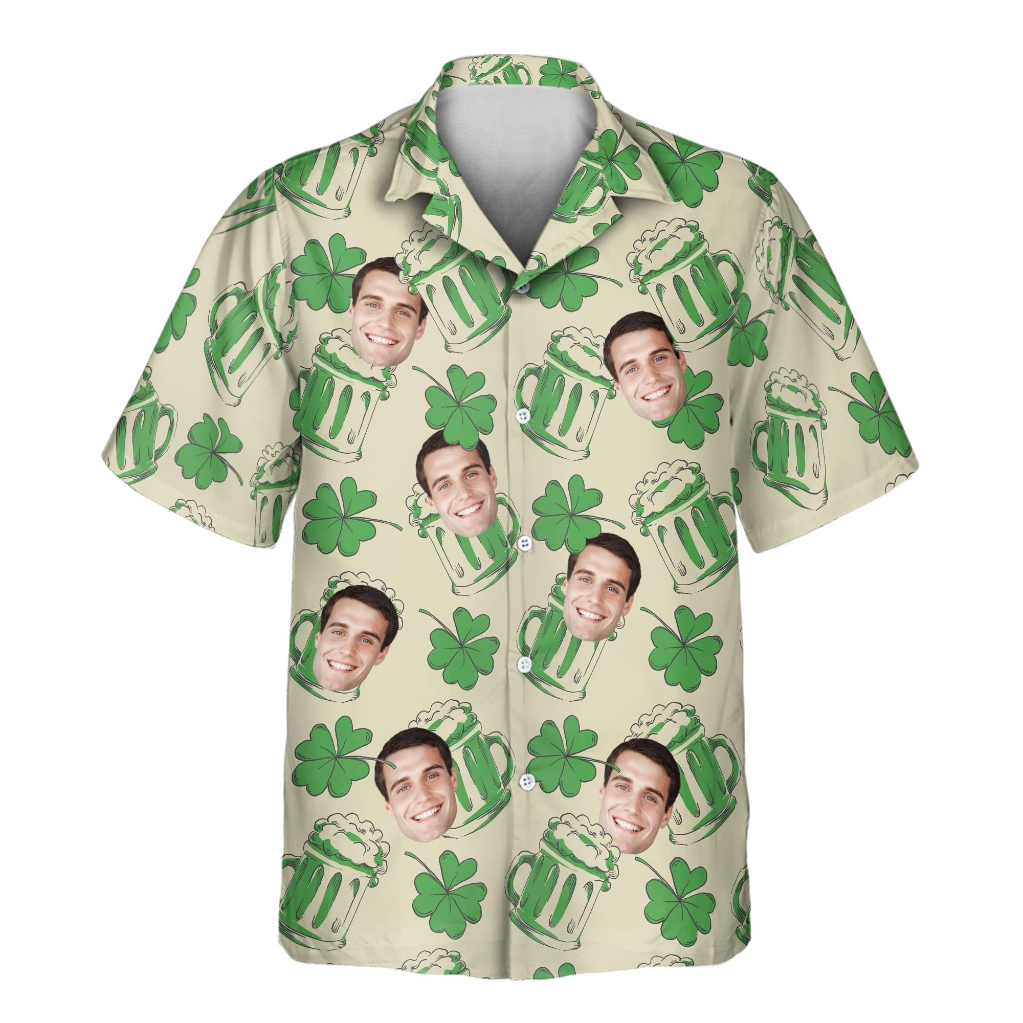 Shamrock Celebration Aloha Custom Hawaiian with Faces - Adult & Kids T-Shirts, Sweatshirts & Hoodies apparel design preview 1