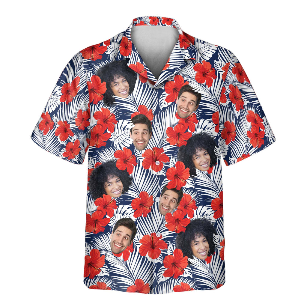 Red Hibiscus Tropics Aloha Custom Hawaiian with Faces - Adult & Kids T-Shirts, Sweatshirts & Hoodies apparel design preview 1