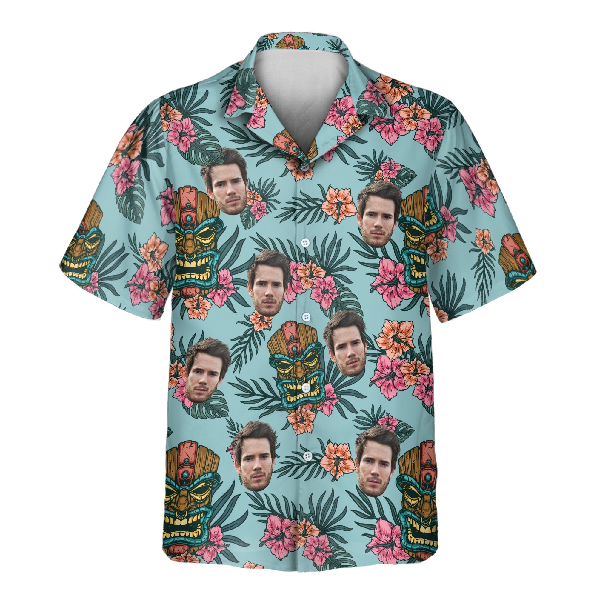 Tropical Tiki Mask Aloha Custom Hawaiian with Faces - Adult & Kids T-Shirts, Sweatshirts & Hoodies apparel design preview 1