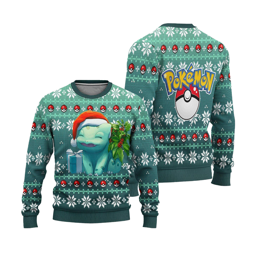 Bulbasaur Anime 3D Ugly Christmas Sweater - Holiday Gift product image 3
