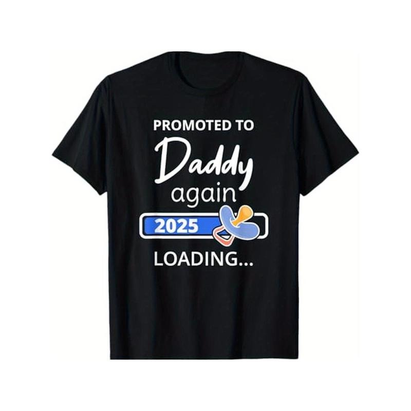 1pc "Promoted Daddy Again 2025" 100% Cotton Crew Neck - Adult & Kids T-Shirts, Sweatshirts & Hoodies apparel design preview 1