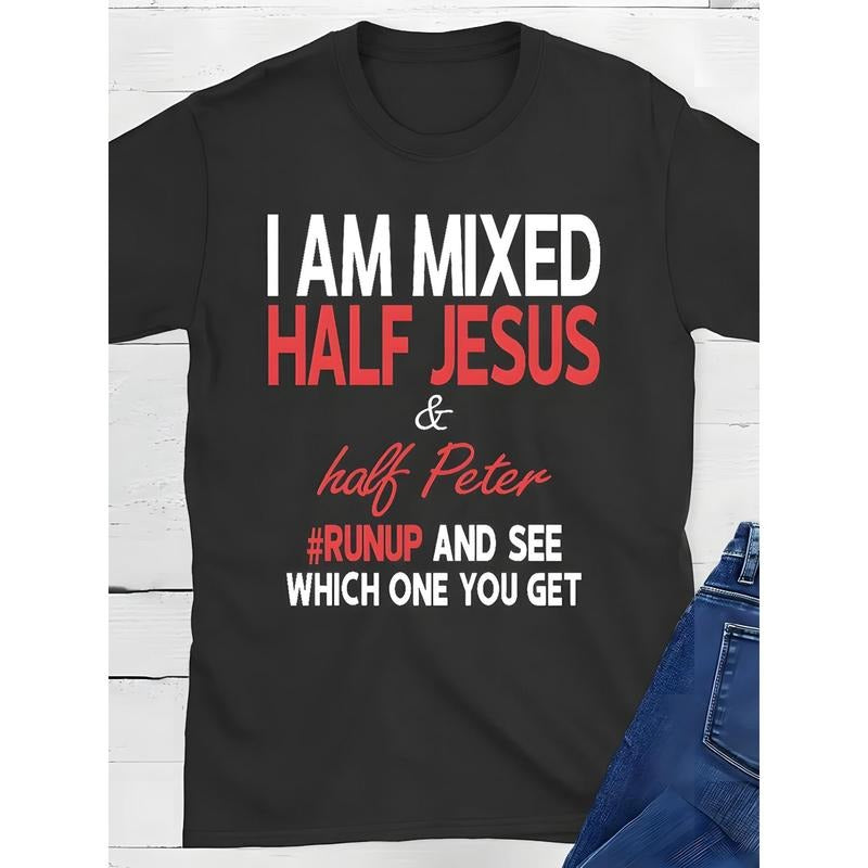 1pc I'M Mixed Half Jesus Peter Christian Lion - Adult & Kids T-Shirts, Sweatshirts & Hoodies apparel design preview 1
