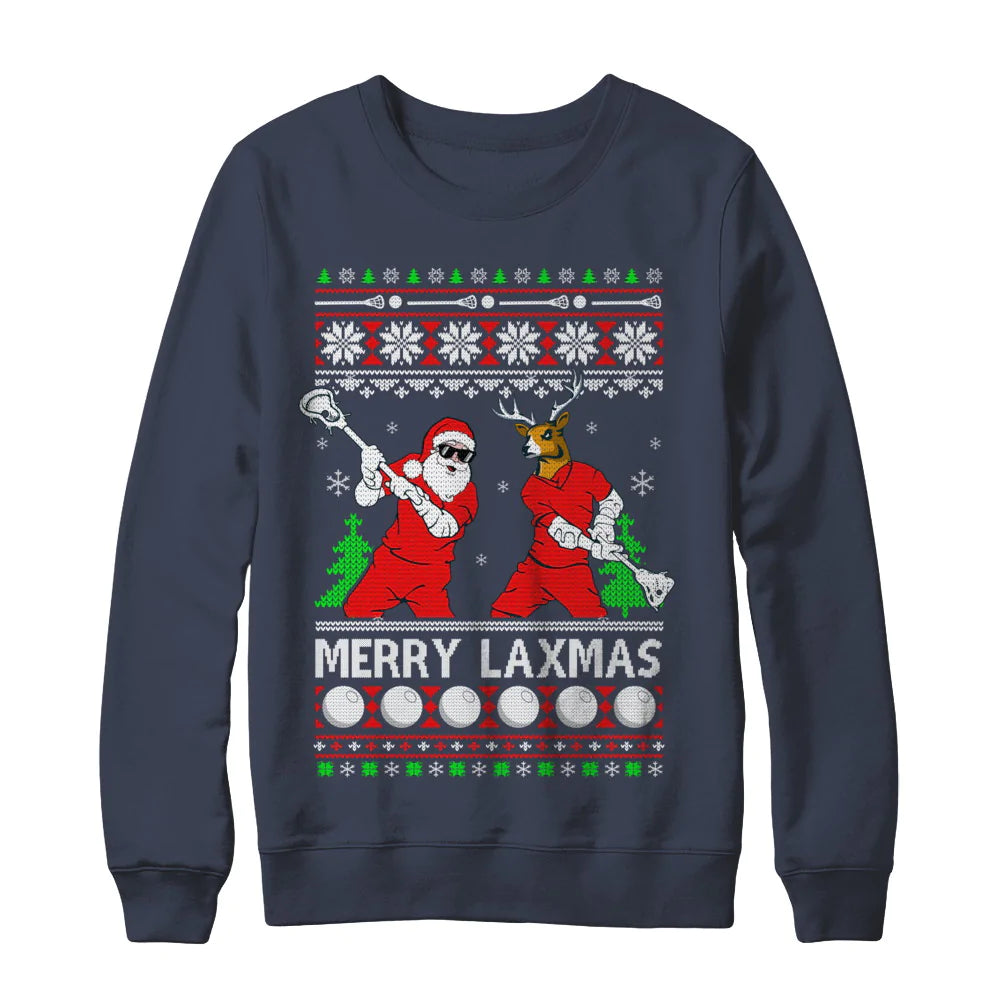 Lacrosse santa reindeer merry laxmas Christmas Sweater - Holiday Gift product image 3