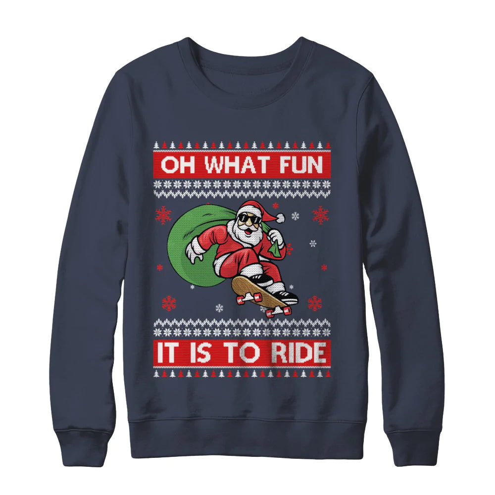 Oh what fun it is to ride skateboard Christmas Sweater - Holiday Gift product image 3