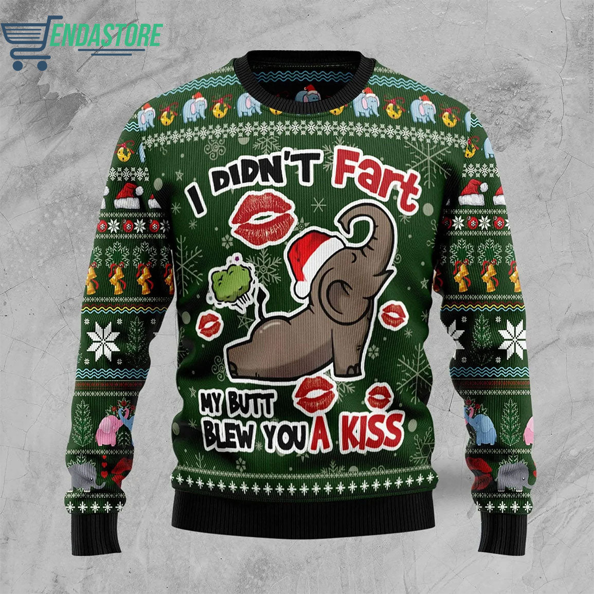 Elephant i didn’t fart my butt blew you a kiss 3D Ugly Christmas Sweater - Holiday Gift product image