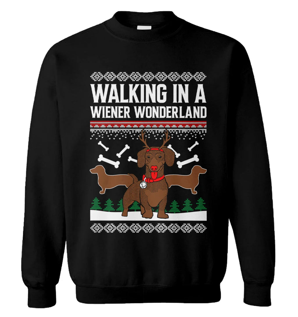 Dachshund walking in a wiener wonderland Christmas Sweater - Holiday Gift product image 4