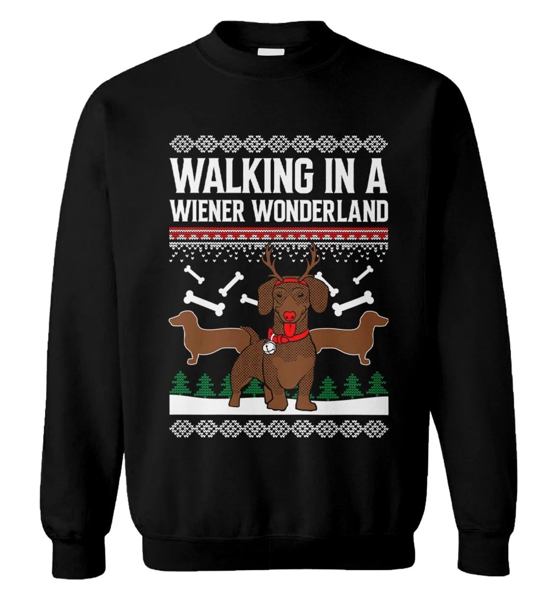 Dachshund walking in a wiener wonderland Christmas Sweater - Holiday Gift product image 4