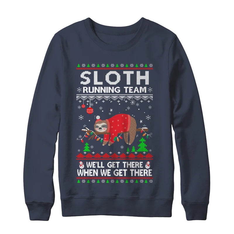 Sloth running team we’ll get there when we get there Christmas Sweater - Holiday Gift product image 3
