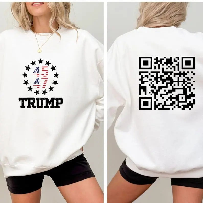 2 Sides Trump Dance QR Code Prank MAGA 2024 Her Him - Adult & Kids T-Shirts, Sweatshirts & Hoodies apparel design preview 1