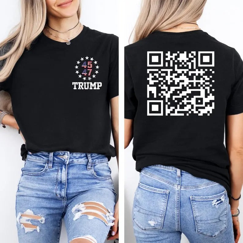 2 Sides Trump Dance Qr Code Is Your President Her Him - Adult & Kids T-Shirts, Sweatshirts & Hoodies apparel design preview 1