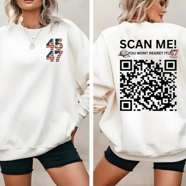 2 Sides Trump QR Code Scan Dancing YMCA Video Funny - Adult & Kids T-Shirts, Sweatshirts & Hoodies apparel design preview 1