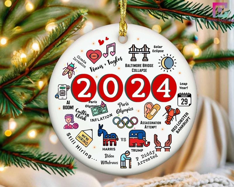 2024 Ornament Year Review Major Notable Events Funny - Adult & Kids T-Shirts, Sweatshirts & Hoodies apparel design preview 1
