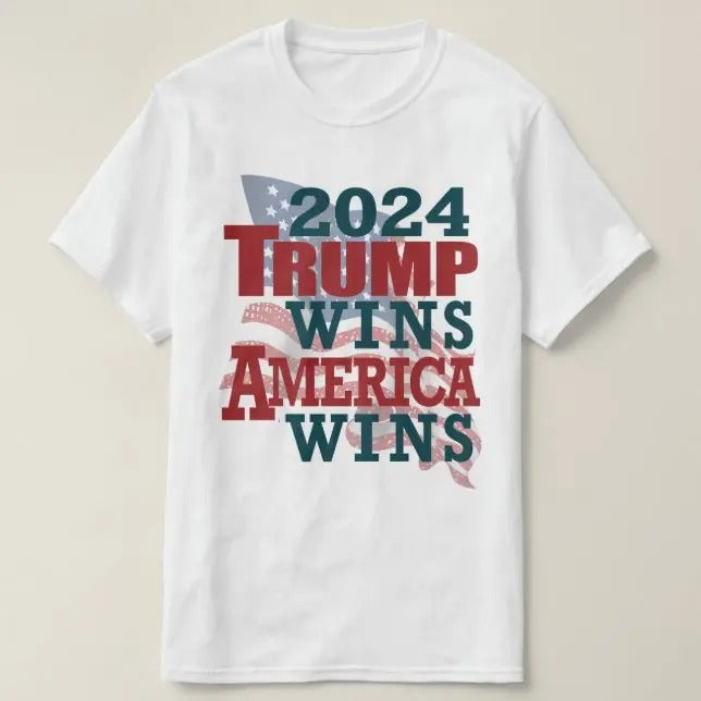 2024 Trump Wins America - Adult & Kids T-Shirts, Sweatshirts & Hoodies apparel design preview 1