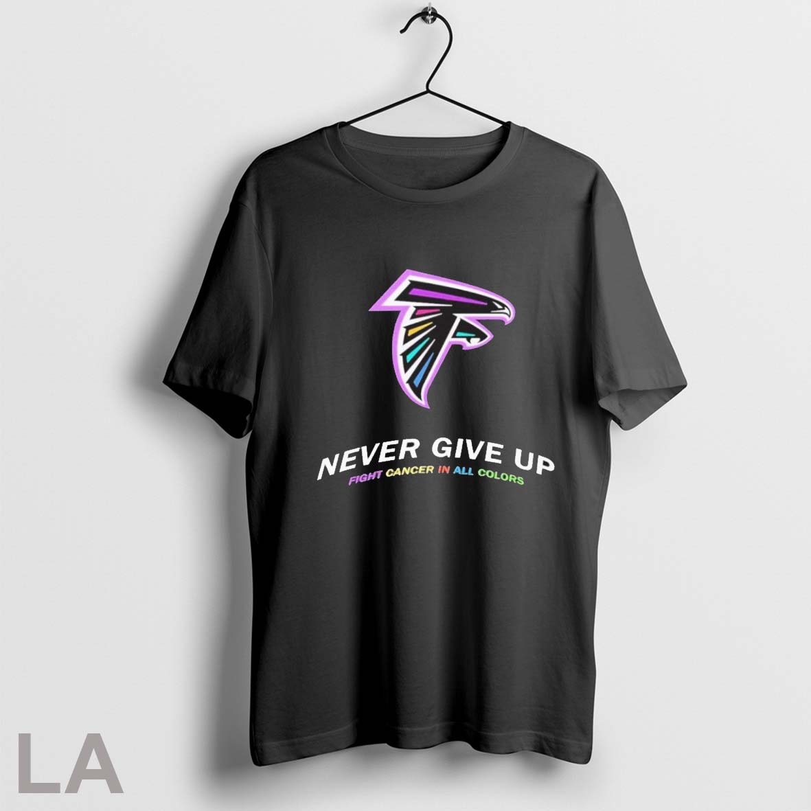 2025 Atlanta Falcons Never Give Up Fight Cancer In - Adult & Kids T-Shirts, Sweatshirts & Hoodies apparel design preview 1