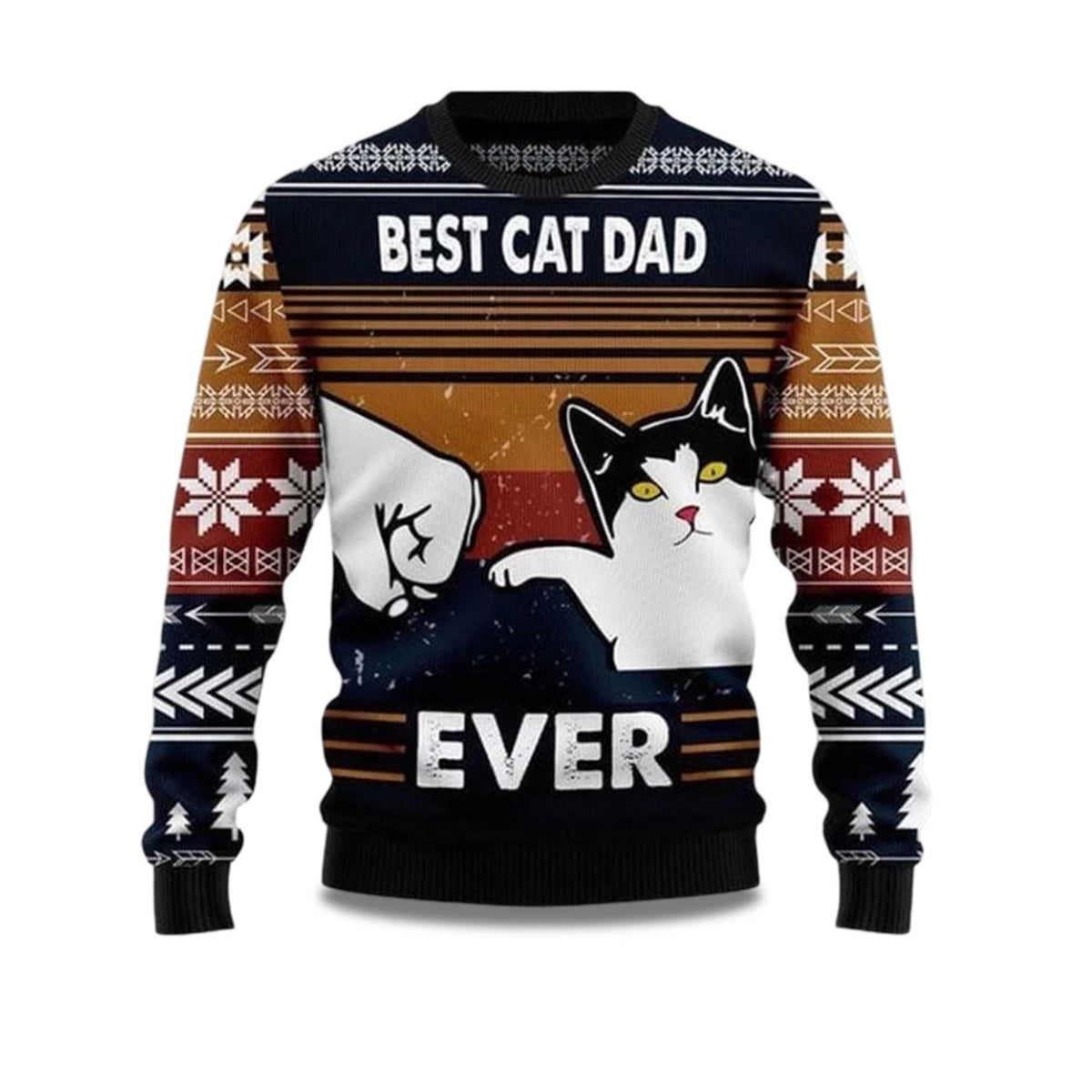Cat Dad Ever Funny Ugly Christmas Sweater - Holiday Gift product image