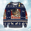 Christmas Winston Smoking Cat Ugly Christmas Sweater - Holiday Gift product image