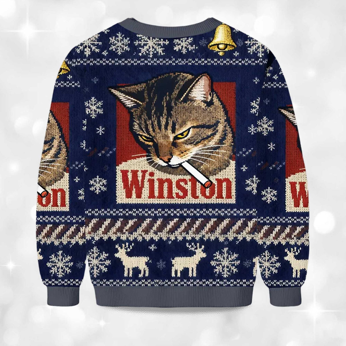 Christmas Winston Smoking Cat Ugly Christmas Sweater - Holiday Gift product image 4