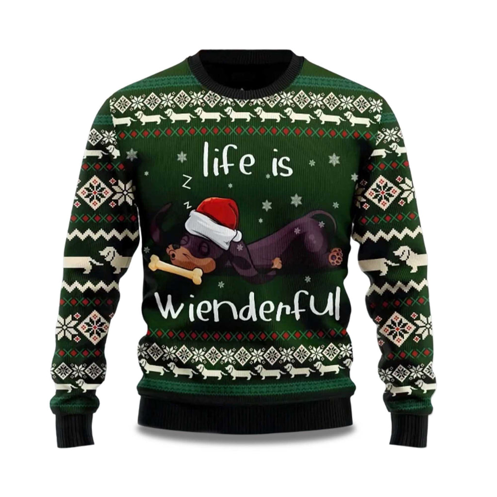 Dachshund Life Is Wienderful Ugly Christmas Sweater - Holiday Gift product image