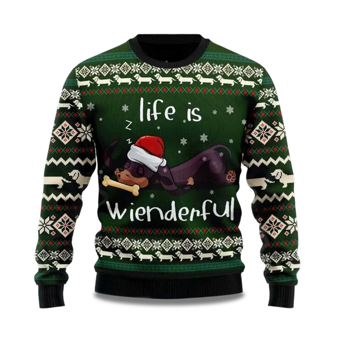 Dachshund Life Is Wienderful Ugly Christmas Sweater - Holiday Gift product image