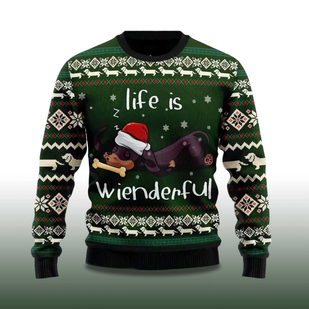 Dachshund Life Is Wienderful Ugly Christmas Sweater - Holiday Gift product image 4