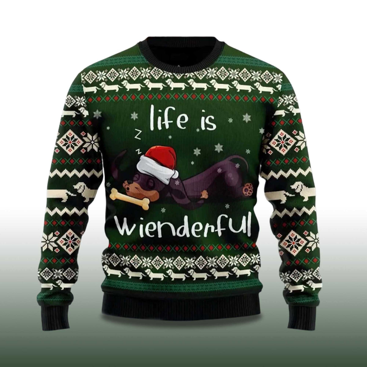 Dachshund Life Is Wienderful Ugly Christmas Sweater - Holiday Gift product image 4