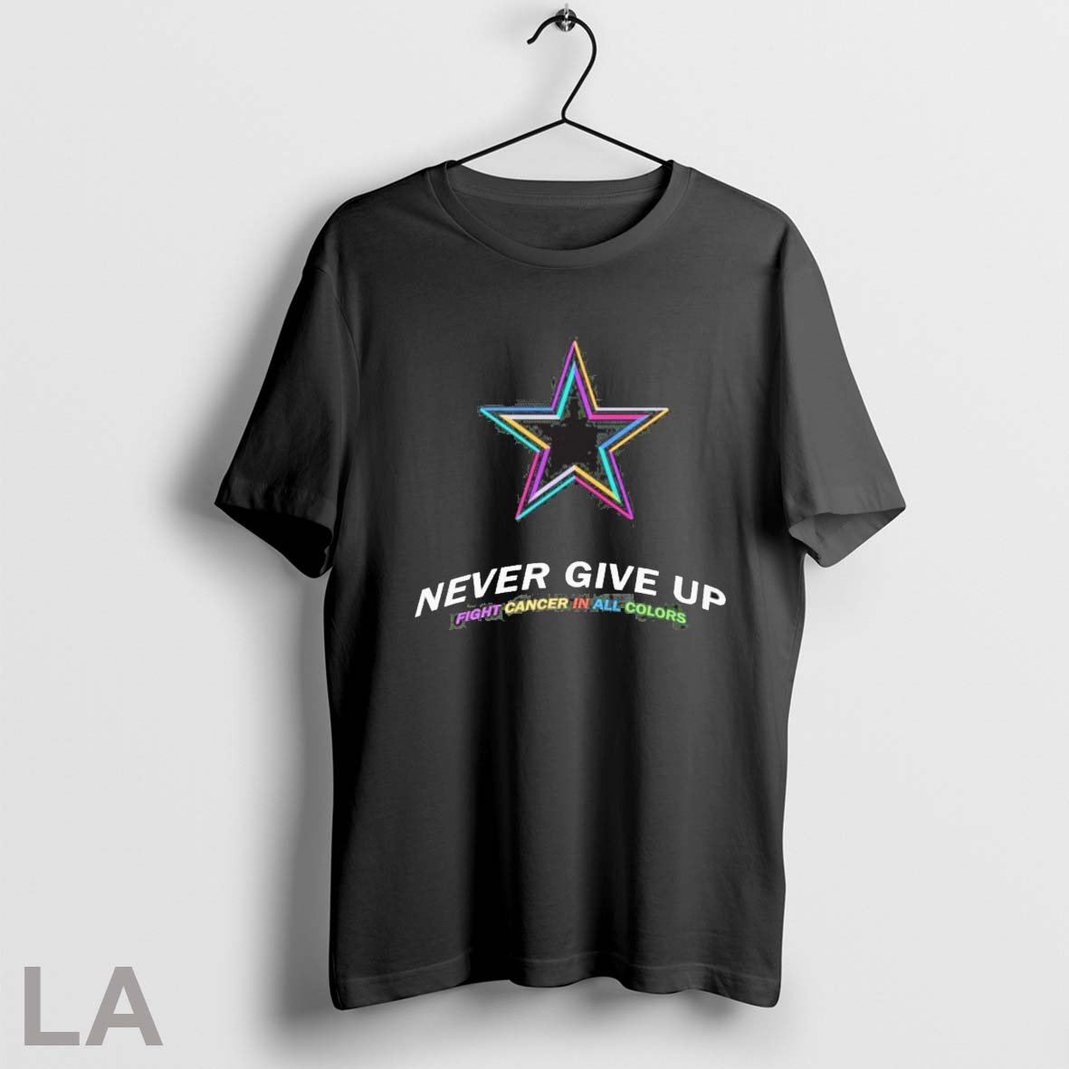 2025 Dallas Cowboys Never Give Up Fight Cancer In All - Adult & Kids T-Shirts, Sweatshirts & Hoodies apparel design preview 1