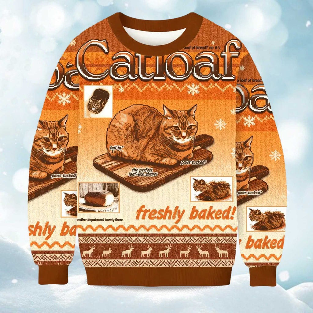 Freshly Baked Cat Loaf Ugly Christmas Sweater - Holiday Gift product image