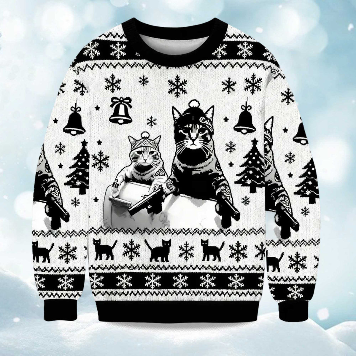 Funny Cat Gang Ugly Christmas Sweater - Holiday Gift product image