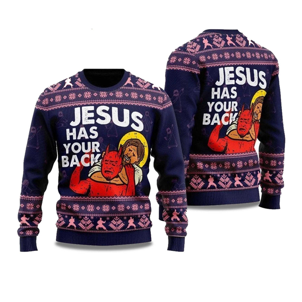 Jesus Has Your Back Ugly Christmas Sweater - Holiday Gift product image