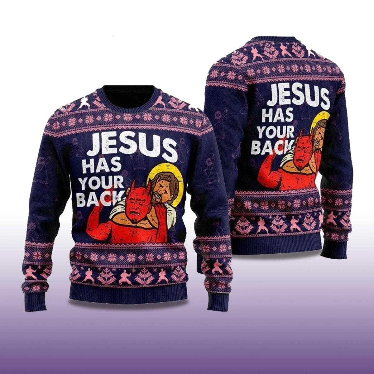 Jesus Has Your Back Ugly Christmas Sweater - Holiday Gift product image 4